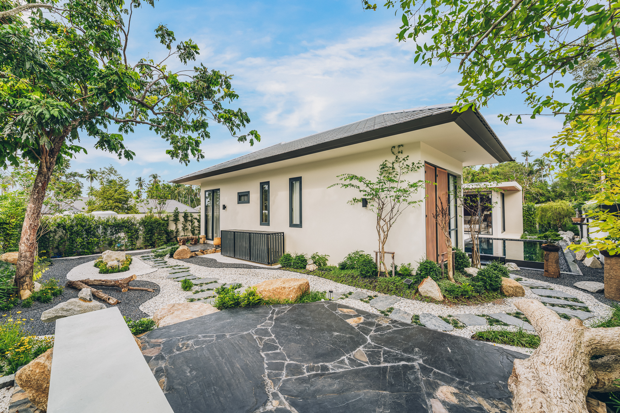 Timber Soffit & Recessed LED Lighting — Warm timber-lined exterior eaves fitted with flush weather-rated LED downlights (Photo #47)